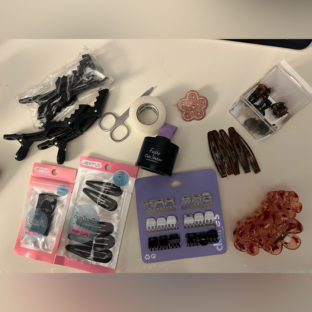 Hair Accessories & Hairline Powder Bundle – Clips, Claws & More